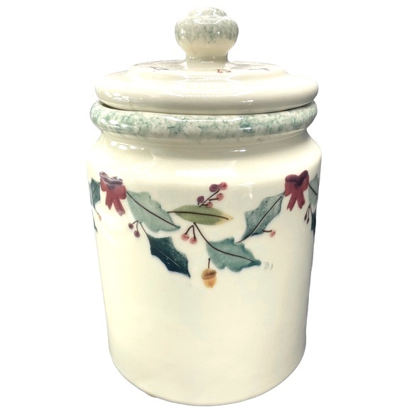 Hartstone Pottery Vintage Christmas Garland Holly Acorn Canister Cookie Jar 1983 - Picture 1 of 11